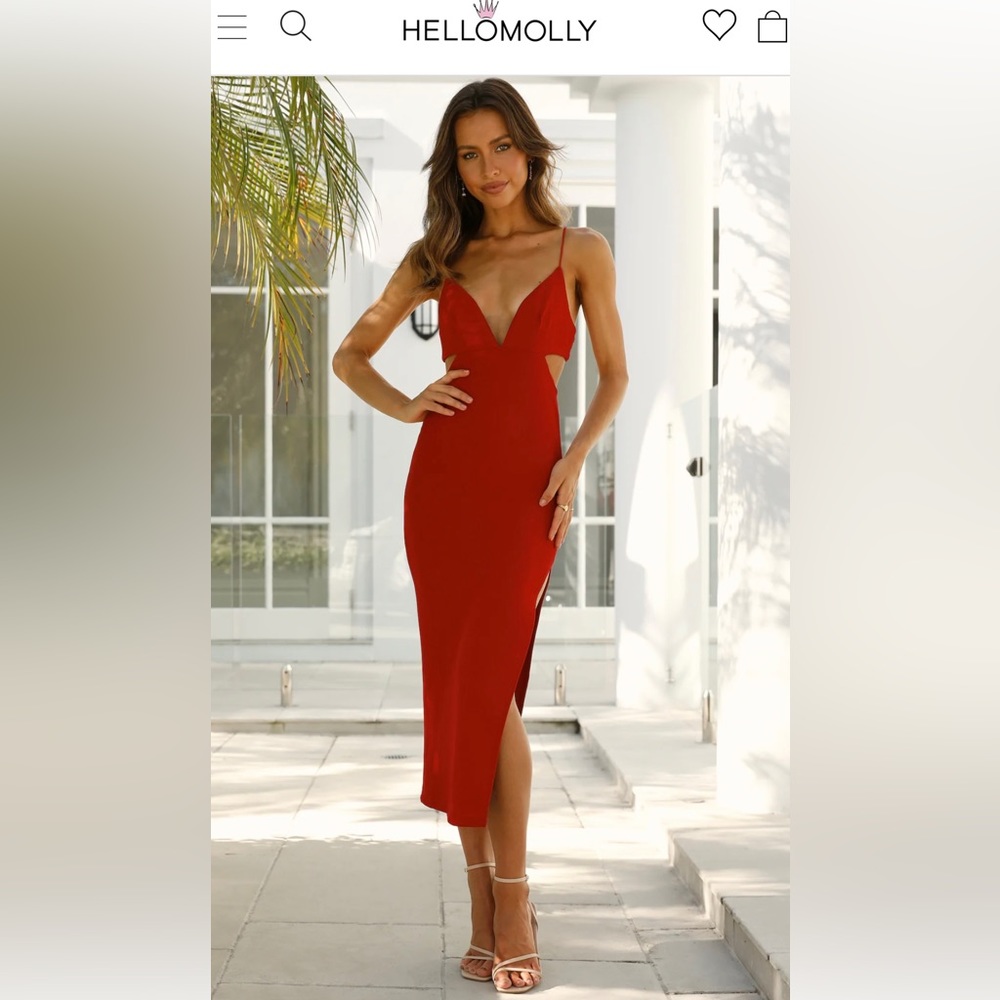 Hello molly red plunging open back dress. Small